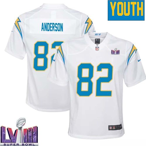 Stephen Anderson 82 Los Angeles Chargers Super Bowl LVIII YOUTH Away Game Jersey - White