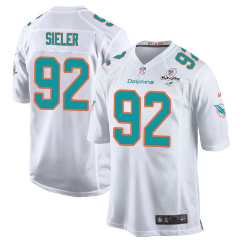 Zach Sieler 92 Miami Dolphins 2023 Playoffs Patch Game Men Jersey - White