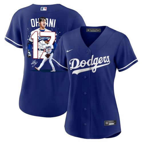 Shohei Ohtani 17 Los Angeles Dodgers Signed Number 2023 Alternate Women Jersey - Royal