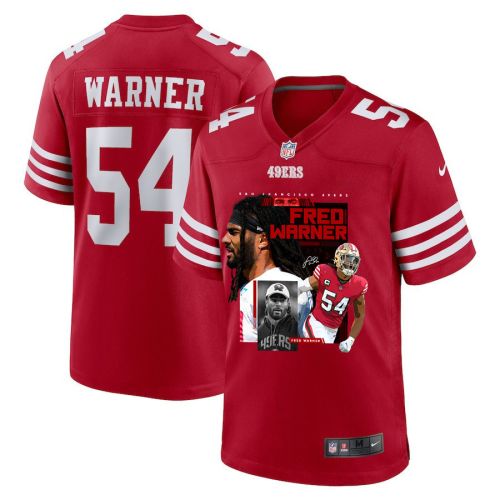 Fred Warner 54 San Francisco 49ers The Fredator Signed Game Men Jersey - Scarlet