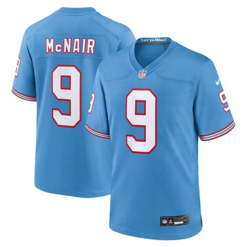 Steve McNair 9 Tennessee Titans Oilers Throwback Retired Men Game Jersey - Light Blue