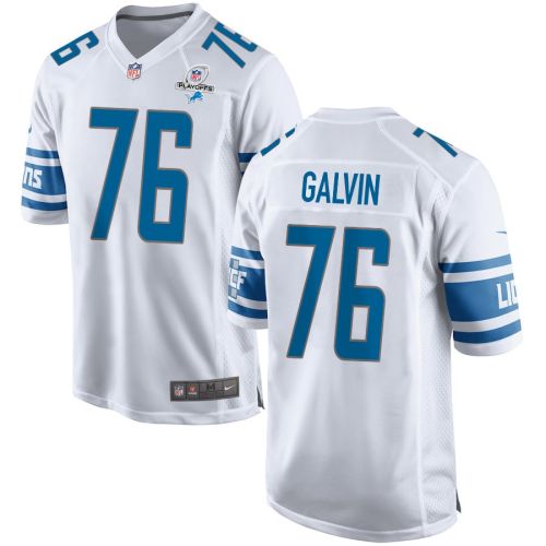 Connor Galvin 76 Detroit Lions 2023 Playoffs Patch Game Men Jersey - White