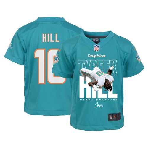 Tyreek Hill 10 Signed Miami Dolphins Cheetah Game YOUTH Jersey - Aqua V2