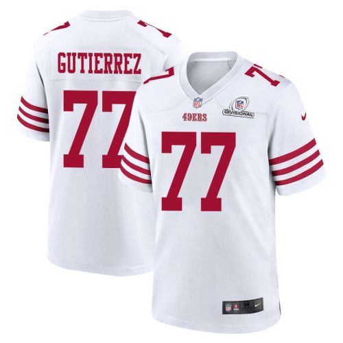 Alfredo Gutierrez 77 San Francisco 49ers 2024 Divisional Patch Game Men Jersey - White