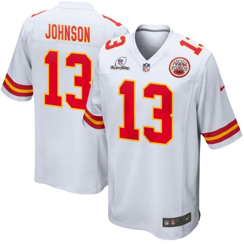 Nazeeh Johnson 13 Kansas City Chiefs 2023 Playoffs Patch Game Men Jersey - White