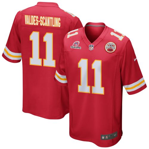 Marquez Valdes-Scantling 11 Kansas City Chiefs 2023 Playoffs Patch Game Men Jersey - Red