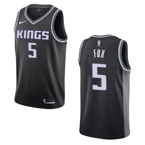 Men's Sacramento Kings 5 De'aaron Fox Statement Swingman Jersey - Black