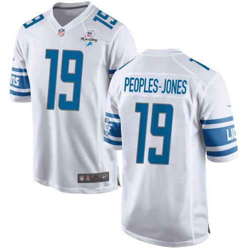 Donovan Peoples-Jones 19 Detroit Lions 2023 Playoffs Patch Game Men Jersey - White