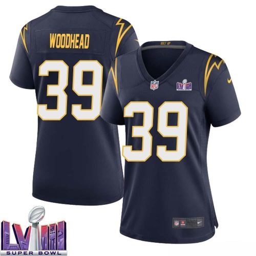 Danny Woodhead 39 Los Angeles Chargers Super Bowl LVIII Women Alternate Game Jersey - Navy