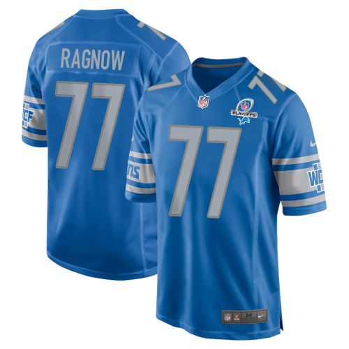 Frank Ragnow 77 Detroit Lions 2023 Playoffs Patch Game Men Jersey - Blue