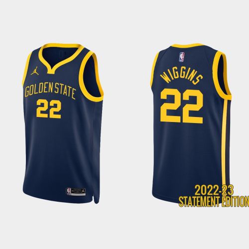 Golden State Warriors 22 Andrew Wiggins 2022-23 Statement Edition Navy Men Jersey