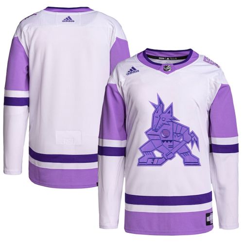 Arizona Coyotes Hockey Fights Cancer Primegreen Men Jersey - White/Purple