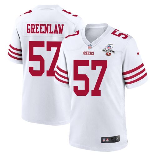 Dre Greenlaw 57 San Francisco 49ers 2023 Playoffs Patch Game Men Jersey - White