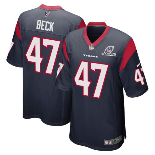 Andrew Beck 47 Houston Texans 2023 Playoffs Patch Game Men Jersey - Navy