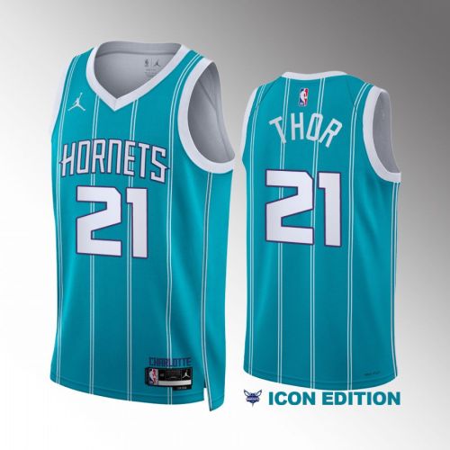 JT Thor 21 Charlotte Hornets Teal Men Jersey 2022-23 Icon Edition Swingman