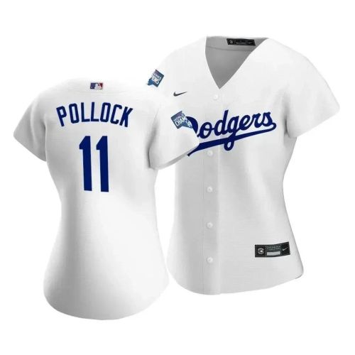 Dodgers A.j. Pollock 11 2020 World Series Champions White Home Women's Jersey