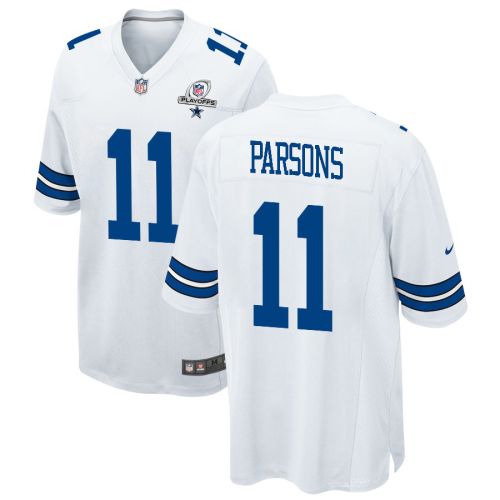 Micah Parsons 11 Dallas Cowboys 2023 Playoffs Patch Game Men Jersey - White