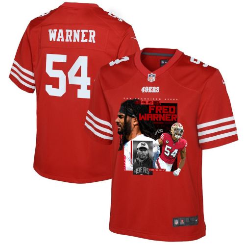 Fred Warner 54 San Francisco 49ers The Fredator Signed Game YOUTH Jersey - Scarlet