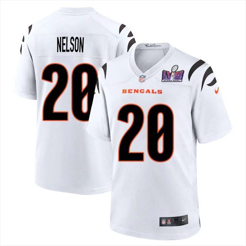 Reggie Nelson 20 Cincinnati Bengals Super Bowl LVIII Men Away Limited Jersey - White