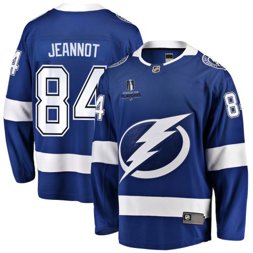 Tanner Jeannot 84 Tampa Bay Lightning Stanley Cup 2023 Playoffs Patch Home Breakaway Men Jersey - Blue