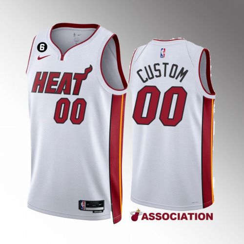 Custom 00 2022-23 Miami Heat White Association Edition Jersey NO.6 Patch