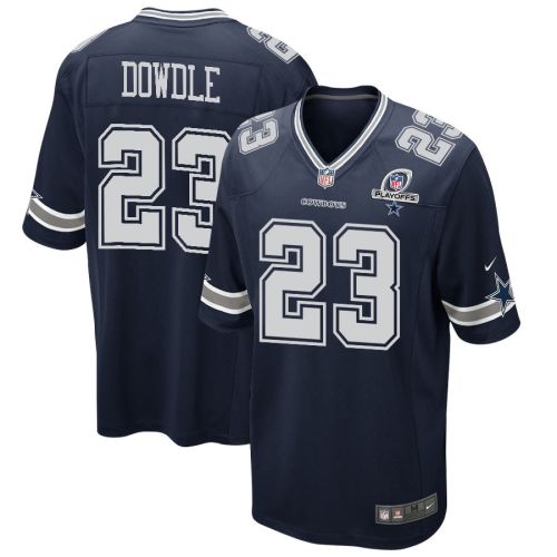 Rico Dowdle 23 Dallas Cowboys 2023 Playoffs Patch Game Men Jersey - Navy