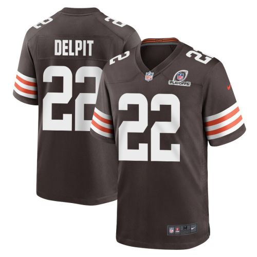 Grant Delpit 22 Cleveland Browns 2023 Playoffs Patch Game Men Jersey - Brown