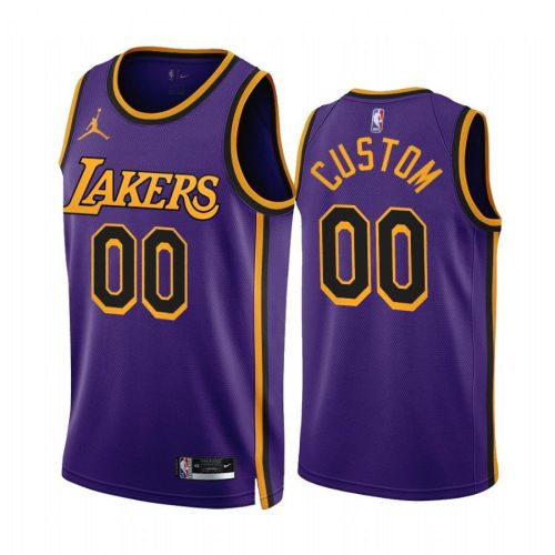 Custom 2022-23 Los Angeles Lakers Purple 00 Statement Edition Jersey - Men Jersey