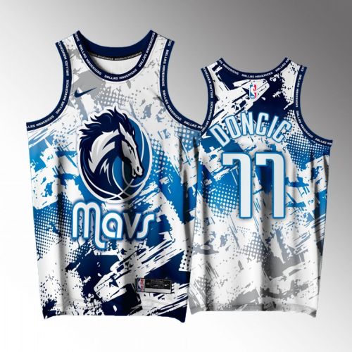 Luka Doncic 77 Dallas Mavericks White Printing Men Jersey Splash City Exclusive Edition