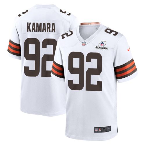 Sam Kamara 92 Cleveland Browns 2023 Playoffs Patch Game Men Jersey - White