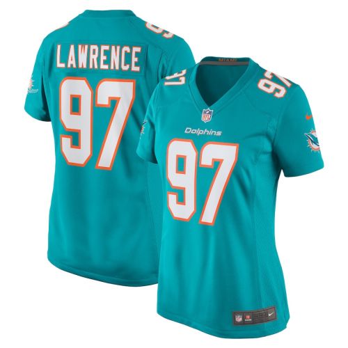 Rashard Lawrence 97 Miami Dolphins Women Team Game Jersey - Aqua