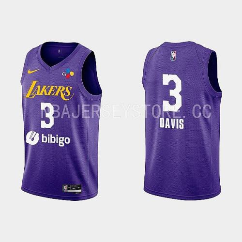 2022-23 Los Angeles Lakers Anthony Davis Training Camp Purple Men Jersey