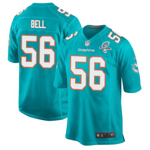 Quinton Bell 56 Miami Dolphins 2023 Playoffs Patch Game Men Jersey - Aqua