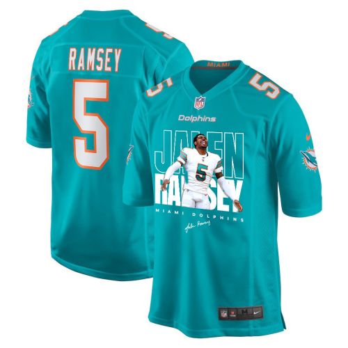 Jalen Ramsey 5 Signed Miami Dolphins Game Men Jersey - Aqua