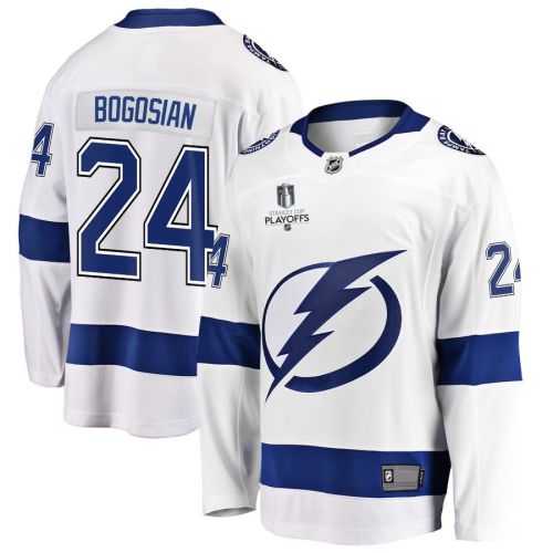 Zach Bogosian 24 Tampa Bay Lightning Stanley Cup 2023 Playoffs Patch Away Breakaway Men Jersey - White