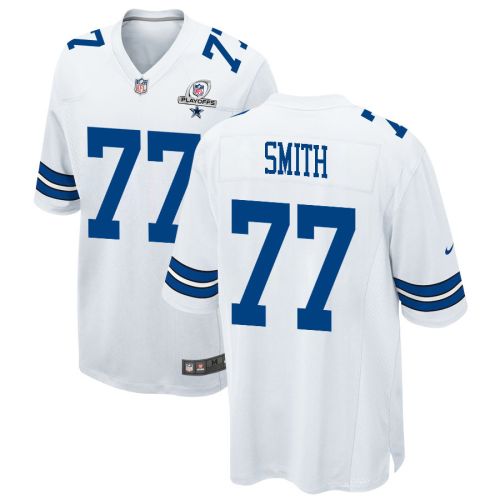 Tyron Smith 77 Dallas Cowboys 2023 Playoffs Patch Game Men Jersey - White