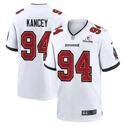 Calijah Kancey 94 Tampa Bay Buccaneers 2023 Playoffs Patch Game Men Jersey - White