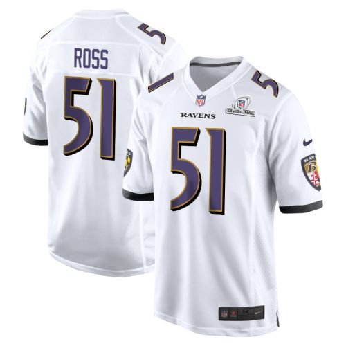 Josh Ross 51 Baltimore Ravens 2024 Divisional Patch Game Men Jersey - White