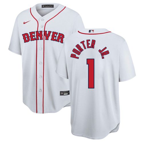 Michael Porter Jr. 1 Denver Nuggets x Boston Red Sox Baseball Men Jersey - White