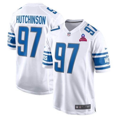 Aidan Hutchinson 97 Detroit Lions 2024 Pro Bowl Patch Game Men Jersey - White