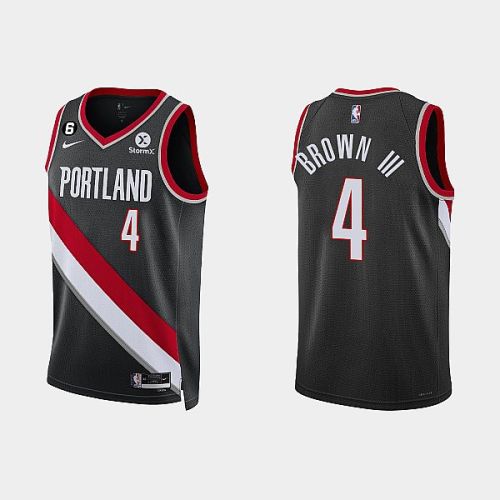 Portland Trail Blazers 4 Greg Brown III 2022-23 Icon Edition Black Men Jersey