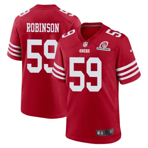 Curtis Robinson 59 San Francisco 49ers 2024 Divisional Patch Game Men Jersey - Scarlet