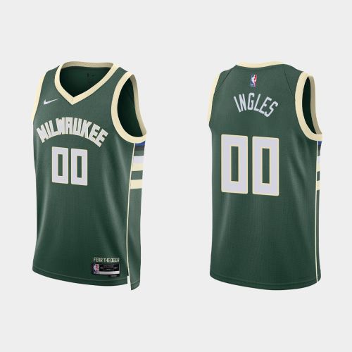 Milwaukee Bucks 00 Joe Ingles 2022-23 Icon Edition Hunter Green Men Jersey