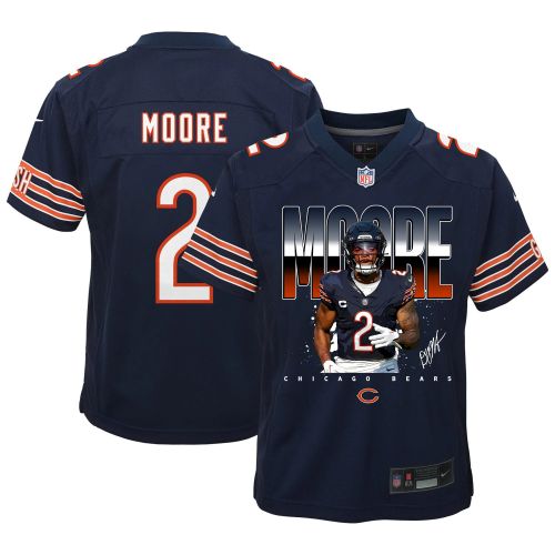 D.J. Moore 2 Signed Chicago Bears Game YOUTH Jersey - Navy