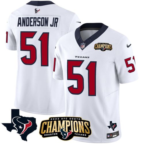 Will Anderson Jr. 51 Houston Texans 2023 AFC South Champions Patch Game Men Jersey - White