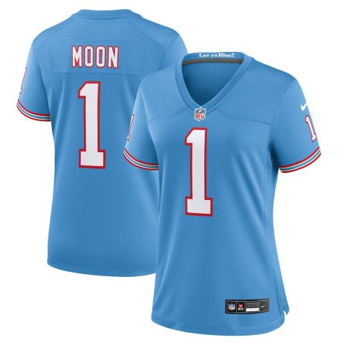 Warren Moon 1 Tennessee Titans Women Oilers Throwback Retired Game Jersey - Light Blue