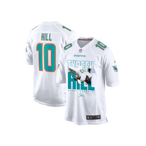 Tyreek Hill 10 Signed Miami Dolphins Cheetah Game YOUTH Jersey - White V2