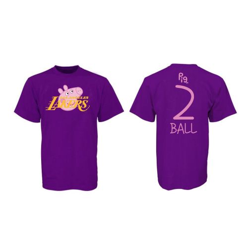 Lonzo Ball 2 Los Angeles Lakers Pig Print T-Shirt - Purple