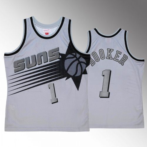 Devin Booker 1 Space Knit Jersey Phoenix Suns Grey Hardwood Classics Men Jersey