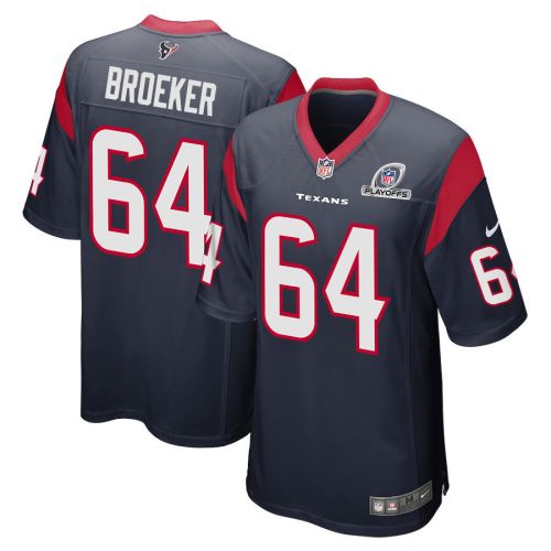 Nick Broeker 64 Houston Texans 2023 Playoffs Patch Game Men Jersey - Navy